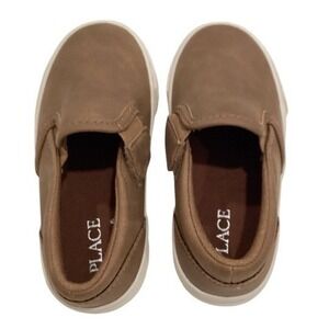 Children's Place Toddler Faux Leather Brown Slip-On Sneakers - size 8